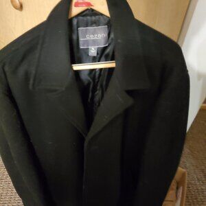 cashmere / wool blend Cezani single breasted mens XL Navy Blue Coat. stylish and
